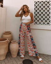 Marcelina Printed High Rise Palazzo Pants - Navy Oshnow