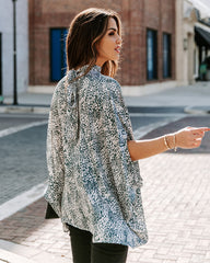 Maricopa Printed Cape Sleeve Blouse - Hunter Green Oshnow