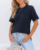 Mariya Cotton Pocket Tee - Black Oshnow