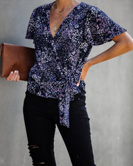 Marlowe Printed Wrap Blouse Oshnow