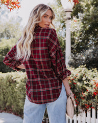Marshall Cotton Plaid Button Down Top Oshnow