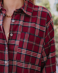 Marshall Cotton Plaid Button Down Top Oshnow
