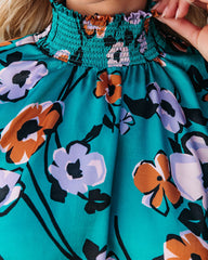 Maryweld Floral Satin Smocked Blouse Oshnow