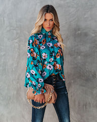Maryweld Floral Satin Smocked Blouse Oshnow
