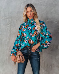 Maryweld Floral Satin Smocked Blouse Oshnow
