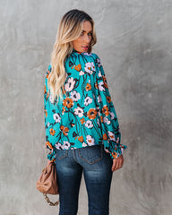 Maryweld Floral Satin Smocked Blouse Oshnow