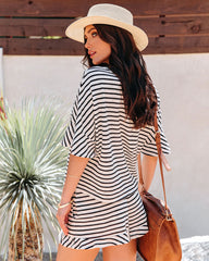 Maxanne Cotton Striped Ruffle Top - Black Oshnow