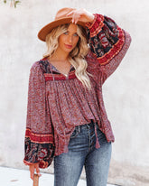 Maximus Printed Balloon Sleeve Top Oshnow