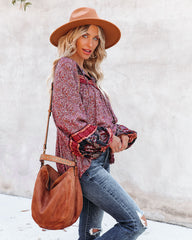 Maximus Printed Balloon Sleeve Top Oshnow