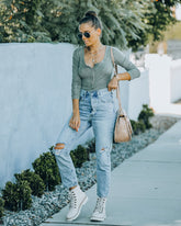 Maxton Thermal Henley Bodysuit - Olive Oshnow