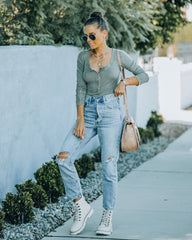 Maxton Thermal Henley Bodysuit - Olive Oshnow