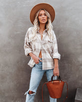 Maybe Baby Cotton Plaid Button Down Top Oshnow