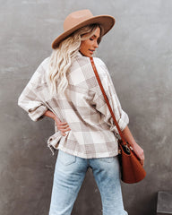 Maybe Baby Cotton Plaid Button Down Top Oshnow