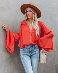 Mayson Button Down Bell Sleeve Top Oshnow