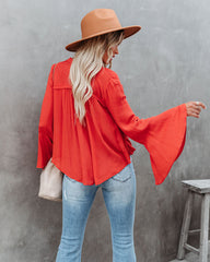 Mayson Button Down Bell Sleeve Top Oshnow