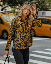 Mcgee Tiger Print Padded Shoulder Blouse Oshnow