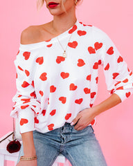 Means So Much Heart Print Knit Top Oshnow