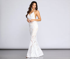 Meg Formal Sequin Halter Dress Oshnow