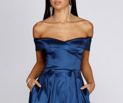Megan Taffeta Off The Shoulder Ball Gown Oshnow