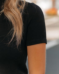 Mekhi Mock Neck Knit Crop Top - Black Oshnow