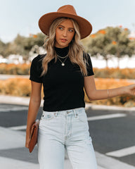 Mekhi Mock Neck Knit Crop Top - Black Oshnow