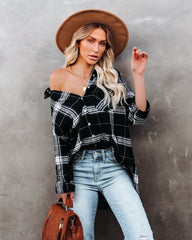 Melancholy Plaid Button Down Top Oshnow