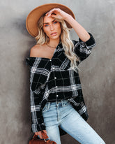 Melancholy Plaid Button Down Top Oshnow