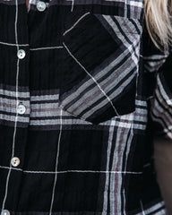 Melancholy Plaid Button Down Top Oshnow