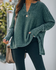 Melrose Washed Knit Grommet Top - Forest Oshnow