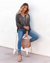 Mendez Washed Dolman Top - Charcoal Oshnow