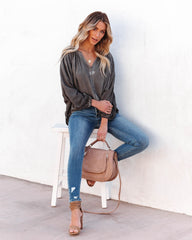 Mendez Washed Dolman Top - Charcoal Oshnow