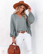 Mendez Washed Dolman Top - Dusty Sage Oshnow