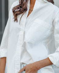 Menswear Cotton Blend Button Down Shirt - White Oshnow