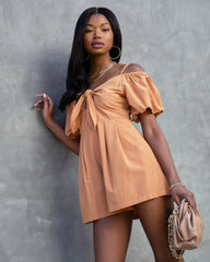 Mercedes Off The Shoulder Pocketed Romper - Dusty Orange Oshnow
