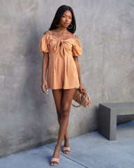 Mercedes Off The Shoulder Pocketed Romper - Dusty Orange Oshnow