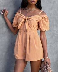 Mercedes Off The Shoulder Pocketed Romper - Dusty Orange Oshnow