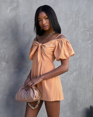 Mercedes Off The Shoulder Pocketed Romper - Dusty Orange Oshnow