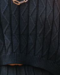 Mercer Cable Knit Crop Top - Black