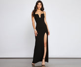 Meriah Formal High Slit A-Line Dress Oshnow