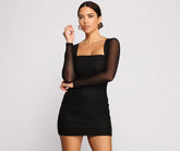 Mesmerize In Mesh Ruched Mini Dress Oshnow
