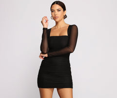 Mesmerize In Mesh Ruched Mini Dress Oshnow
