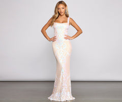Micaela Formal Sequin Scroll Mermaid Dress Oshnow