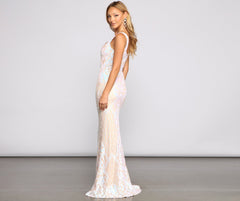 Micaela Formal Sequin Scroll Mermaid Dress Oshnow