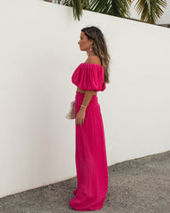 Mila Pocketed Wide Leg Pants - Hot Pink Oshnow