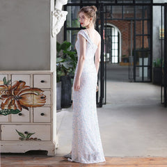 Mile one-shoulder bright sequined formal dress Oshnow