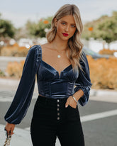 Milena Velvet Corset Crop Blouse Oshnow