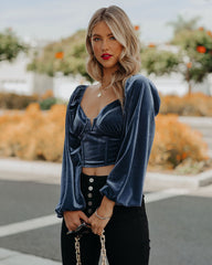 Milena Velvet Corset Crop Blouse Oshnow