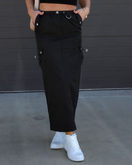 Millennium Dreams Nylon Cargo Maxi Skirt - Black Oshnow