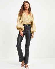 Million Dollar Lady Balloon Sleeve Bodysuit - Gold Oshnow