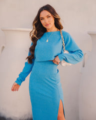 Mind, Body, Soul Ribbed Dolman Sleeve Crop Top - Electric Blue Oshnow